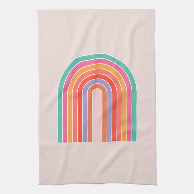 Moderner Regenbogen Mitte des Jahrhunderts Geschirrtuch (Vertikal)
