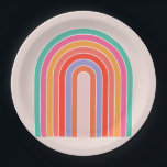 Moderner Regenbogen Mitte des Jahrhunderts Pappteller<br><div class="desc">Abstrakt Retro Regenbogen - farbiger Regenbogen.</div>