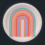 Moderner Regenbogen Mitte des Jahrhunderts Pappteller<br><div class="desc">Abstrakt Retro Regenbogen - farbiger Regenbogen.</div>