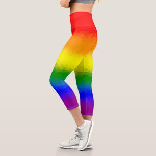 Moderner Regenbogen-Mosaik-Schriftname Capri Leggings