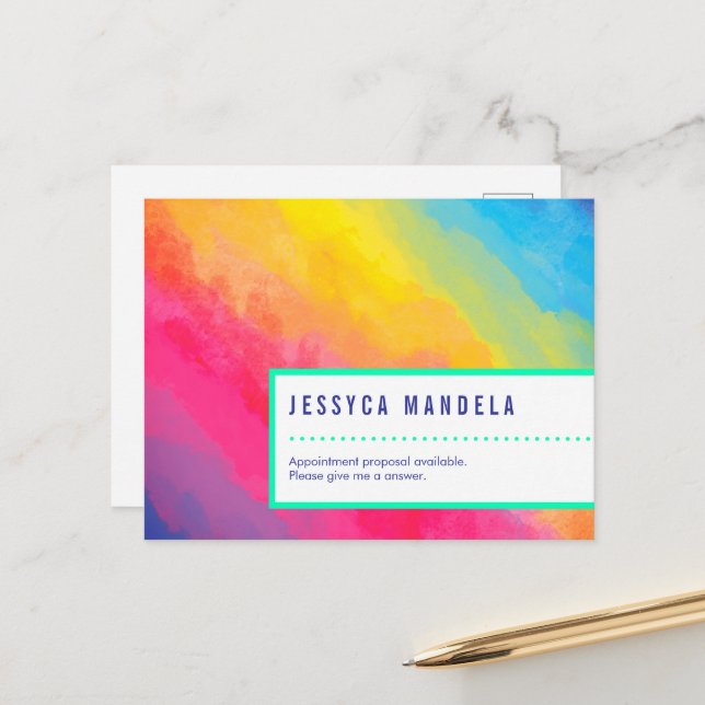 Moderner Regenbogen Postkarte (Vorderseite/Rückseite Beispiel)
