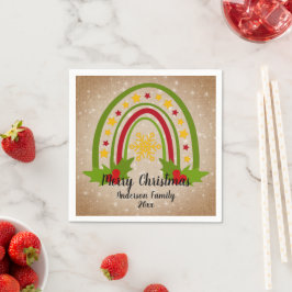 Moderner Regenbogen Weihnachten 20xx Jahr Text Serviette