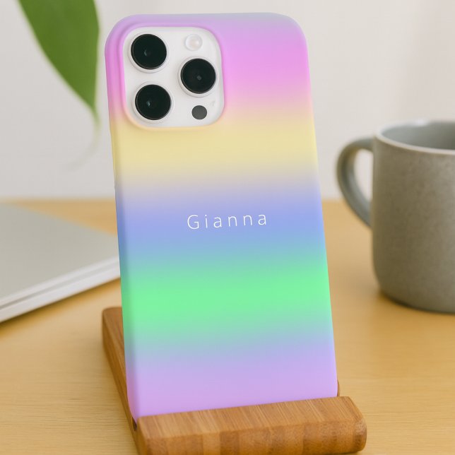 Moderner Regenbogenfarbstreifen Mit Monogramm iPhone 16 Pro Max Hülle (Von Creator hochgeladen)