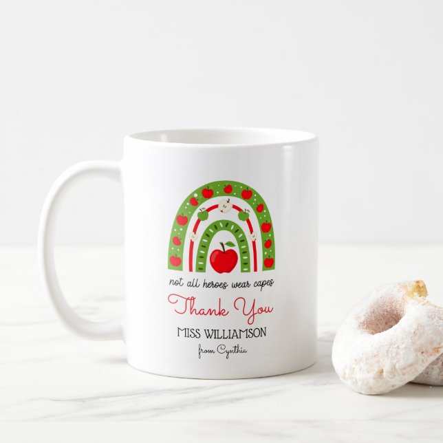 Moderner Regenbogenlehrer Danke für Ihr Geschenk Kaffeetasse (Mit Donut)