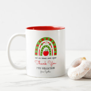 Moderner Regenbogenlehrer Danke, Geschenk C Zweifarbige Tasse