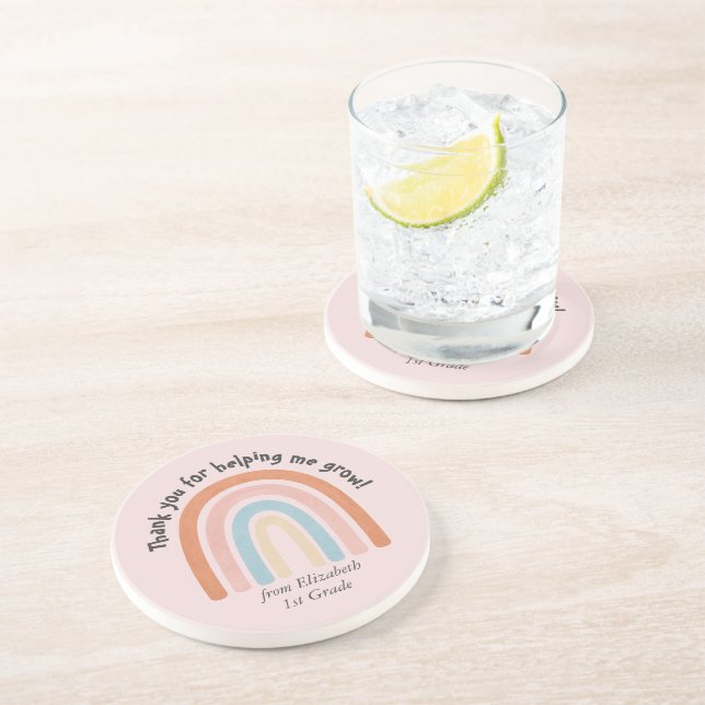 Moderner Regenbogenlehrer Danke Getränkeuntersetzer (Seite)