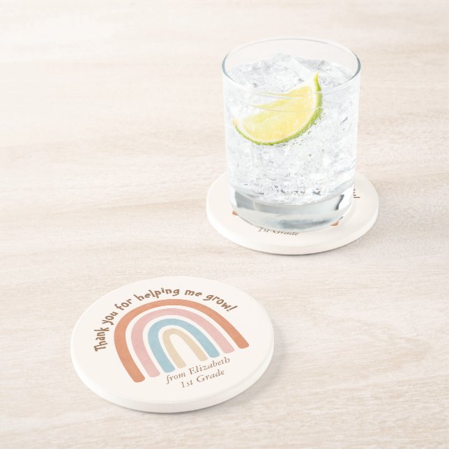 Moderner Regenbogenlehrer Danke Getränkeuntersetzer (Seite)