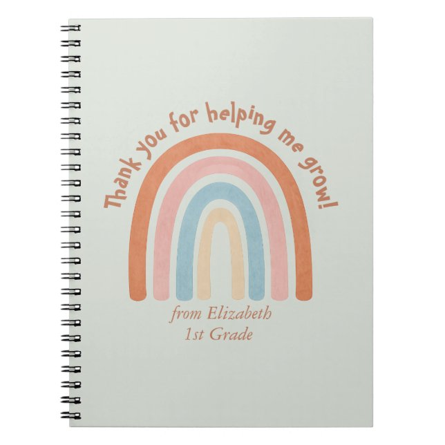 Moderner Regenbogenlehrer Danke Notizblock (Vorderseite)