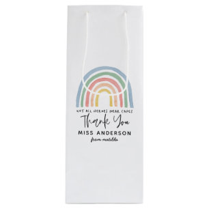 Moderner Regenbogenlehrer dankt Ihnen für Ihr Gesc Geschenktüte Für Weinflaschen