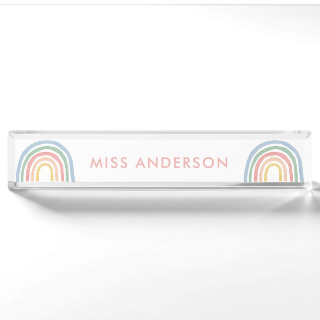Moderner Regenbogenlehrer dankt Ihnen für Ihr Gesc Namensplakette (Vorderseite)