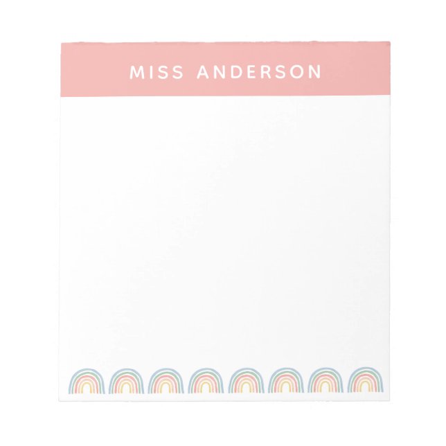 Moderner Regenbogenlehrer dankt Ihnen für Ihr Gesc Notizblock (Vorderseite)