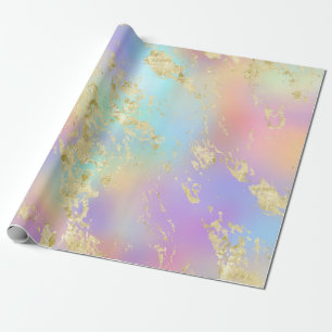 Moderner Regenbogenverlauf und goldenes Marmormust Geschenkpapier