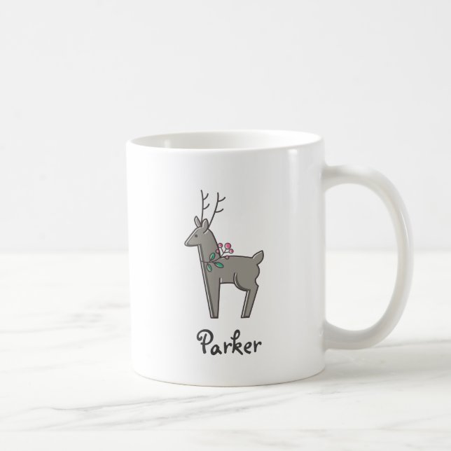Moderner Reindeer Weihnachtsname Kaffeetasse (Rechts)
