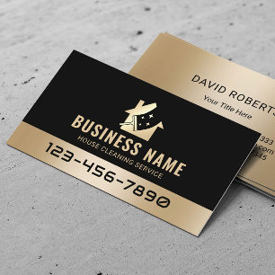 Moderner Reinigungsservice Black & Gold Visitenkarte
