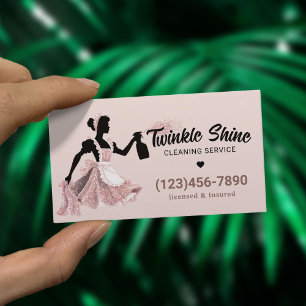 Moderner Reinigungsservice Rose Goldmädchen Rosa Visitenkarte