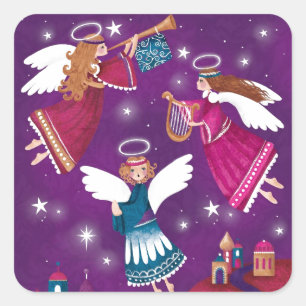 Moderner religiöser Chritmas, drei Engel Quadratischer Aufkleber