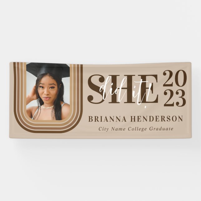 Moderner Retro-brauner und neutraler Abschluss Banner (Horizontal)