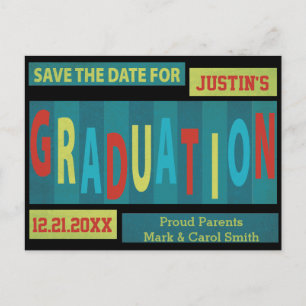 Moderner Retro-farbiger Abschluss Ankündigungspostkarte