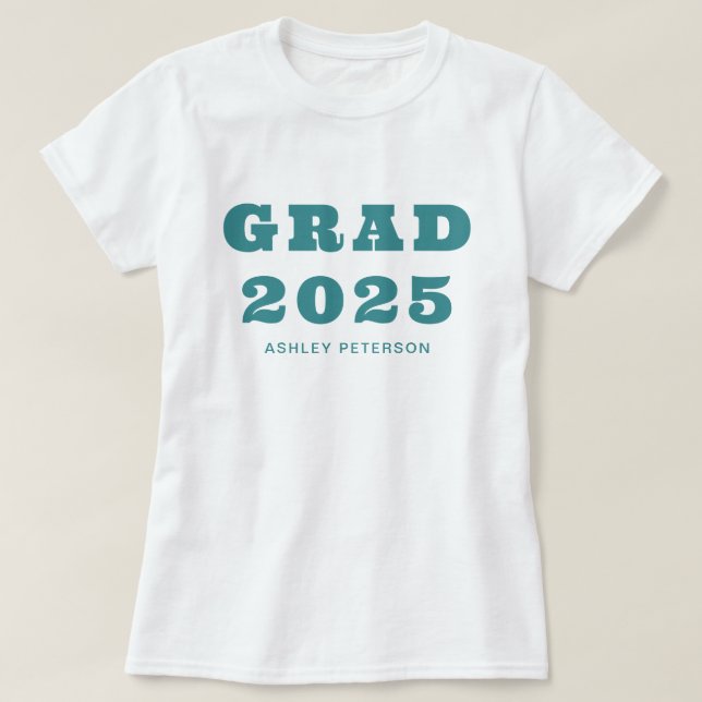 Moderner Retro-Fett-Typografie Aquamariner Abschlu T-Shirt (Design vorne)