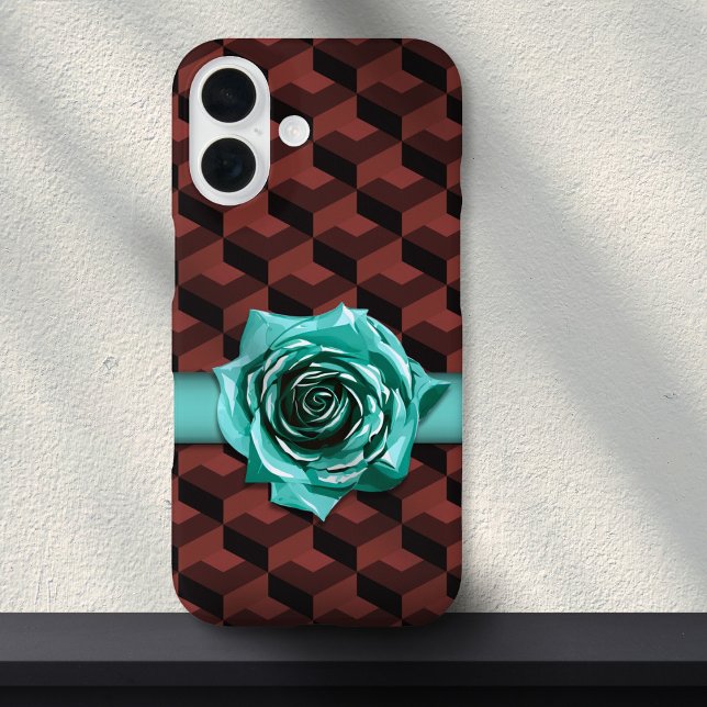 Moderner Retro Geometric Rose Choker Maximalist iPhone 16 Hülle (Von Creator hochgeladen)