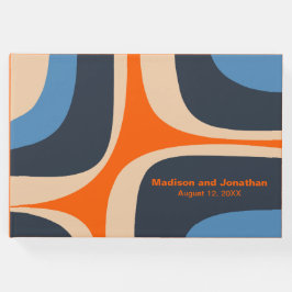 Moderner Retro Groove blau und orange Gästebuch