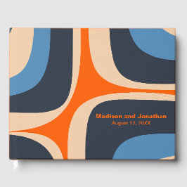 Moderner Retro Groove blau und orange Gästebuch