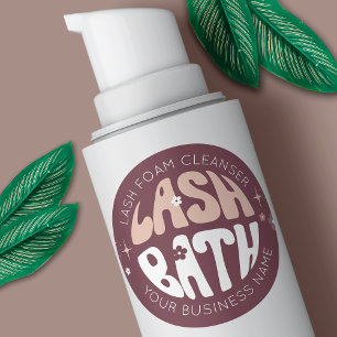 Moderner Retro Groovy Eyelash Cleanser Lash Bath Runder Aufkleber