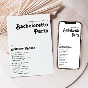 Moderner Retro Letter Junggeselinnen-Abschied Einladung