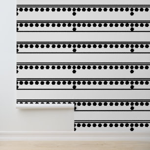 Moderner Retro-Minimaler Schwarz-weiß-Line-Peel-St Tapete