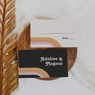 Moderner Retro-Regenbogen der 70er Jahre   Dark Fl Platzkarte