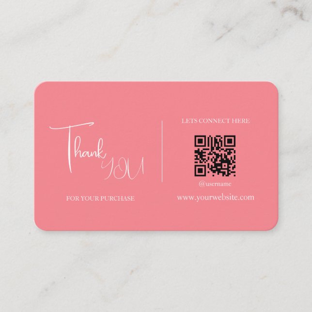 Moderner Retro rosa benutzerdefinierter QR-Code Da Visitenkarte (Vorderseite)