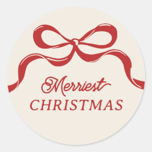 Moderner Retro Trendsetter Weihnachts Red Bows Hol Runder Aufkleber