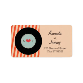 Moderner Retro Vinyl Record Orange / Sky Blue Adressaufkleber