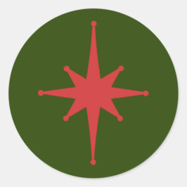Moderner Retro Weihnachtsstern Rot Grün aus dem Mi Runder Aufkleber