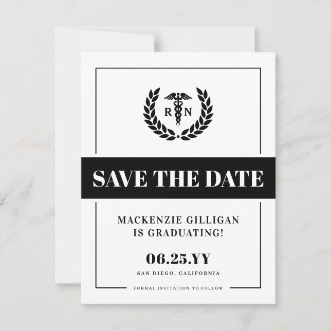 Moderner RN Nursing School Abschluss Save The Date (Vorderseite)