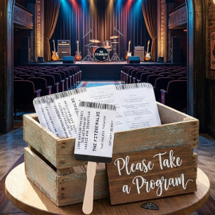 Moderner Rockkonzert-Ticket-Hochzeitsprogramm Fächer