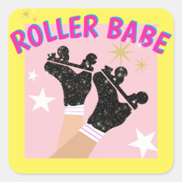 Moderner Roller Babe Skater Derby Skaten Gift Quadratischer Aufkleber