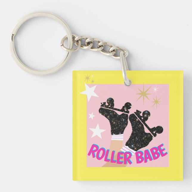 Moderner Roller Babe Skater Derby Skaten Gift Schlüsselanhänger (Vorderseite)