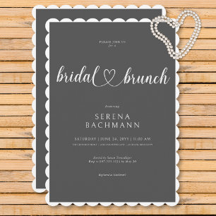 Moderner romantischer Minimal Gray Bridal Brunch Einladung