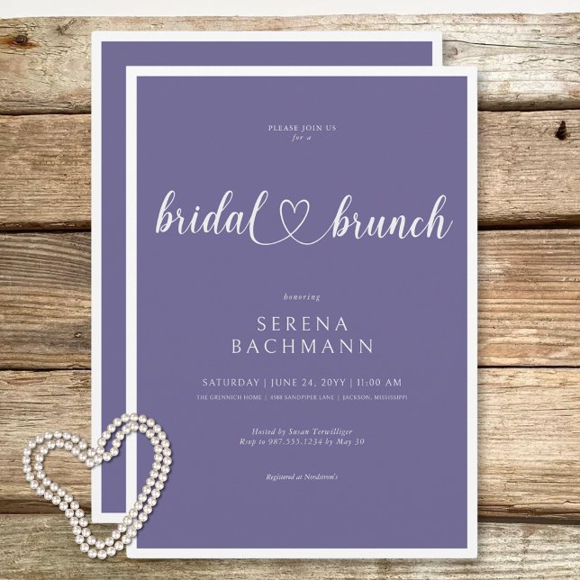 Moderner romantischer Minimal Lavender Bridal Brun Einladung (Modern Romantic Minimal Lavender Bridal Brunch Invitation)