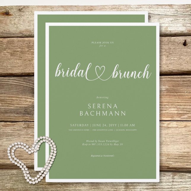 Moderner romantischer Minimal Sage Green Bridal Br Einladung (Modern Romantic Minimal Sage Green Bridal Brunch Invitation)