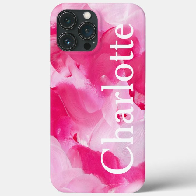 Moderner rosa Abstrakter Pinselstrich Personalisie Case-Mate iPhone Hülle (Rückseite)