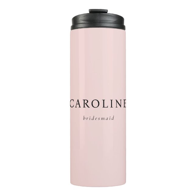 Moderner rosa Ausgeklügelter Name Bridesmaid Thermosbecher (Vorderseite)