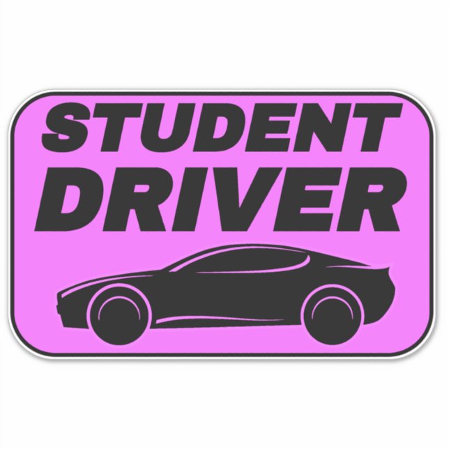 Moderner rosa Autoaufkleber für neuen Schüler Aufkleber (Vorderseite)