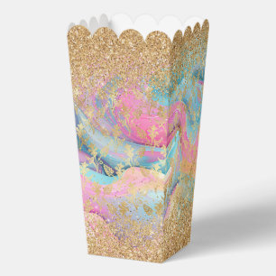 Moderner rosa blauer Swirl Chic Gold Glitzer Geschenkschachtel