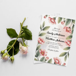 Moderner rosa Blumendesigner lädt zu Hochzeiten ei Einladung