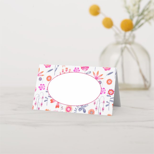 Moderner Rosa Blumengarten Boho Platzkarte (Vorderseite)