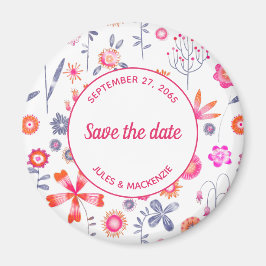 Moderner Rosa Blumengarten Save the Date Magnet
