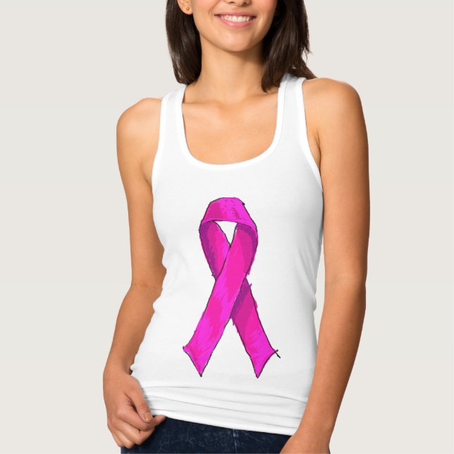 Moderner rosa Bow für Brustkrebs Tank Top (Vorderseite)