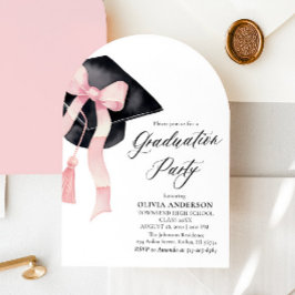 Moderner rosa Bow Graduation Cap Abschluss Arched Einladung